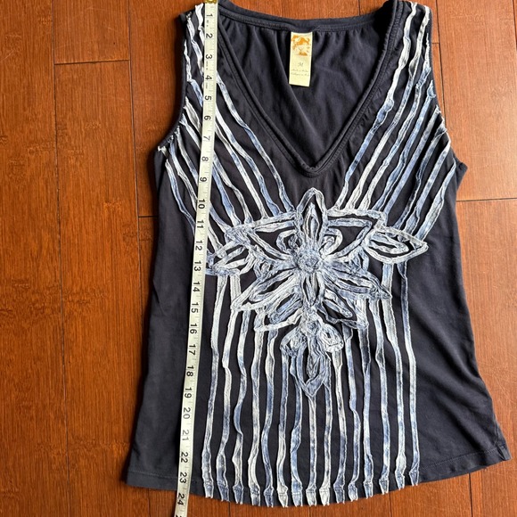 Anthropologie Brand Keer Blue 3D Floral Design Tank - Picture 8 of 8